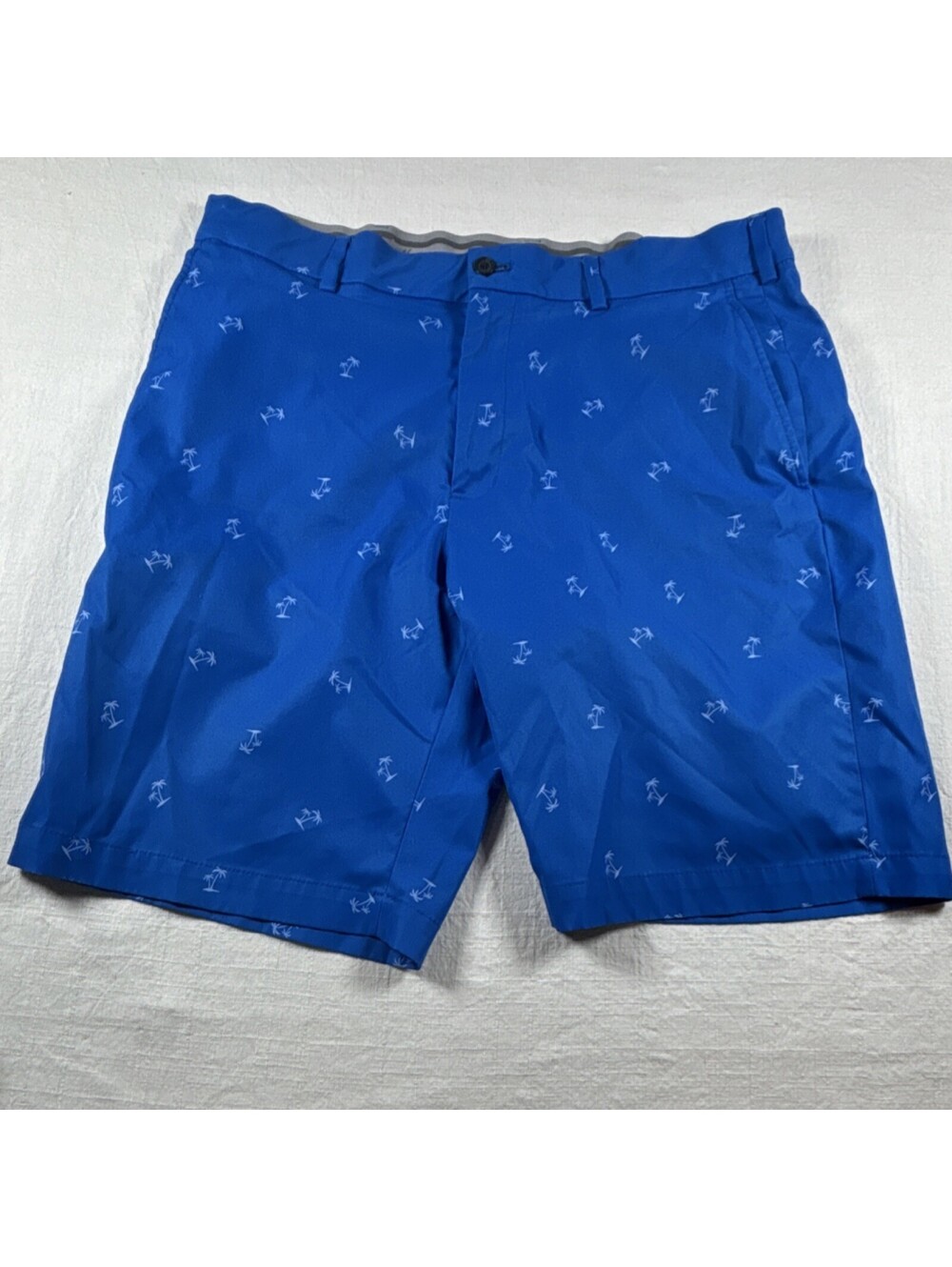 Walter Hagen 11 Majors Men's Golf Shorts Blue Palm Tree Print Waist 36